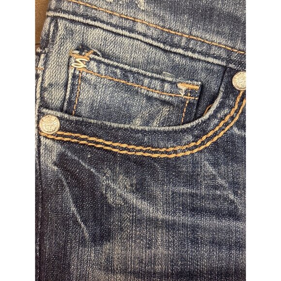 Seven7 Womens Bootcut Jeans Size 25 Distressed Denim with Rhinestone Pocket Acce - Picture 8 of 9